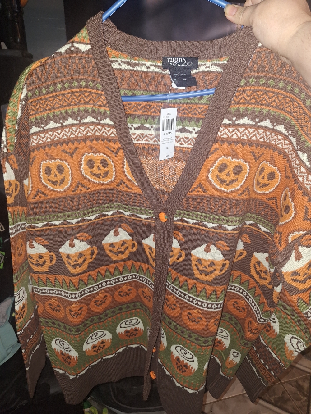 Halloween Pumpkin Fair Isle Cardigan